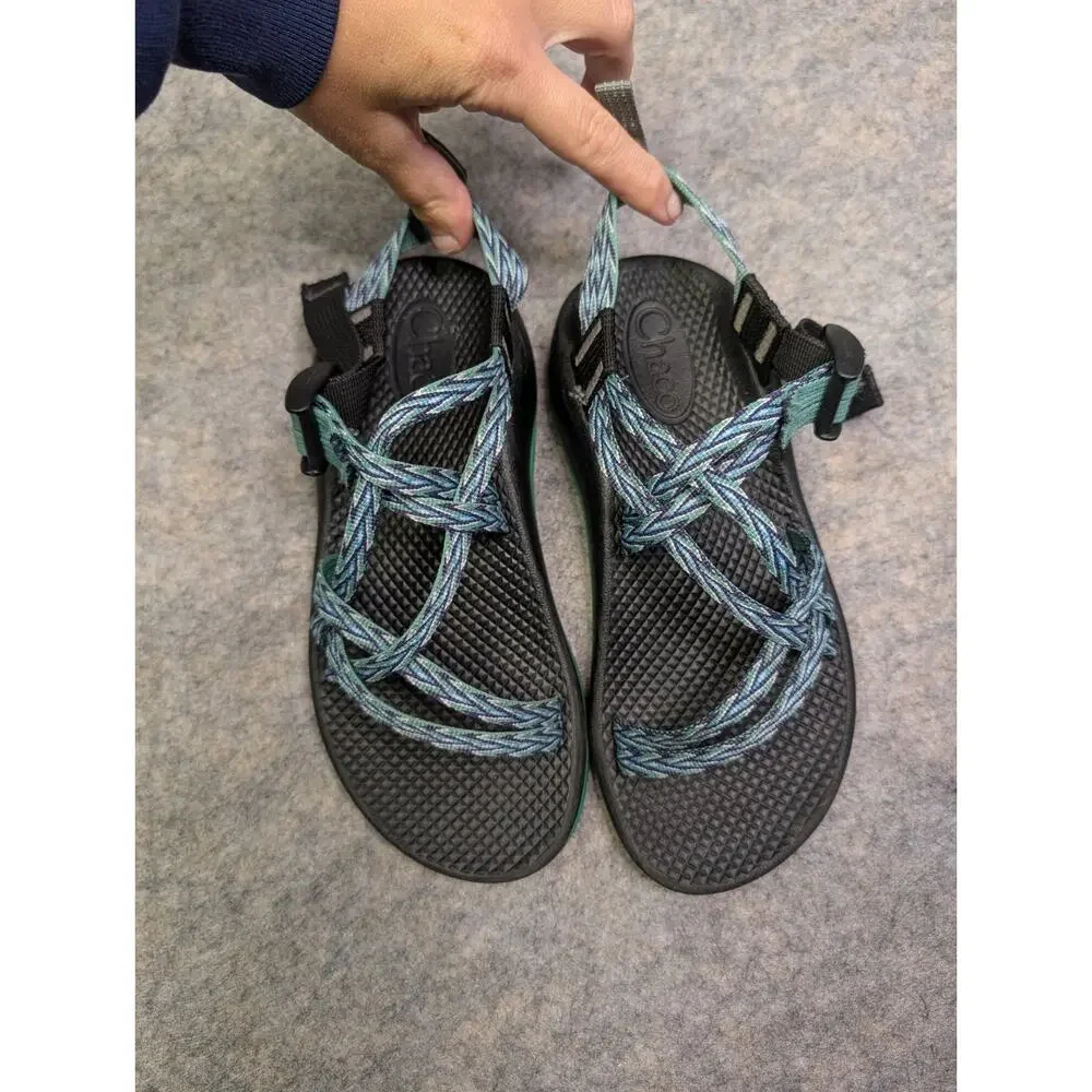 Chaco Sandals Youth Size 3 Green / Black Double Strap Hiking/Water Outdoor